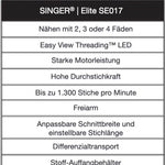 SINGER ELITE SE017- die Overlock mit Freiarm aus dem Hause SINGER