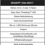 SINGER ELITE SE017- die NEUE Overlock mit Freiarm von SINGER