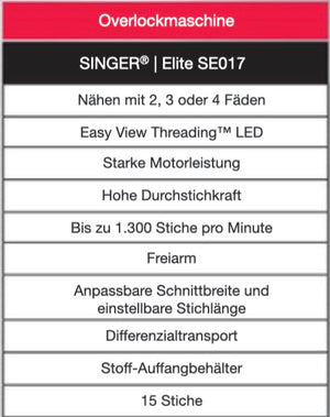 SINGER ELITE SE017- die Overlock mit Freiarm aus dem Hause SINGER